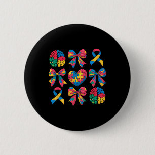 Autism Coquette Ribbon Bow Herz Puzzle Autism Awa Button