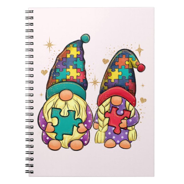Autism Couple Gnome Notizblock (Vorderseite)