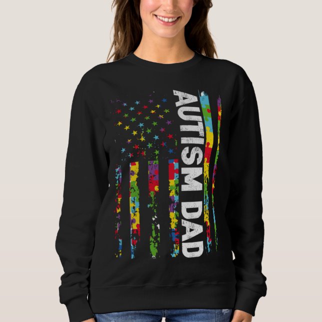 Autism Dad Awareness American Flag USA Support Aut Sweatshirt (Vorderseite)