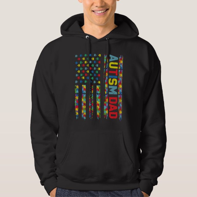 Autism Dad Puzzle US Flag Child Awareness Choose K Hoodie (Vorderseite)