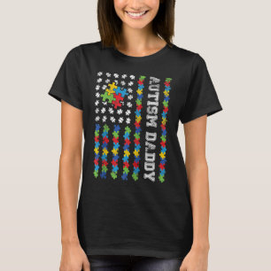 Autism Daddy American Flag Autismus Awareness Ragl T-Shirt