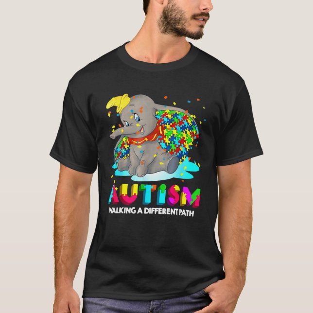 Autism Elephant Dumbo Walking A Different Path Aut T-Shirt (Vorderseite)