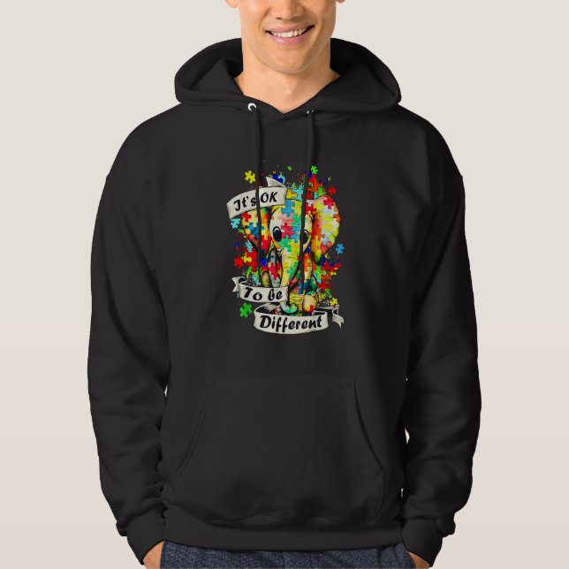 Autism Elephant Puzzle It's Ok To Be Different Mom Hoodie (Vorderseite)