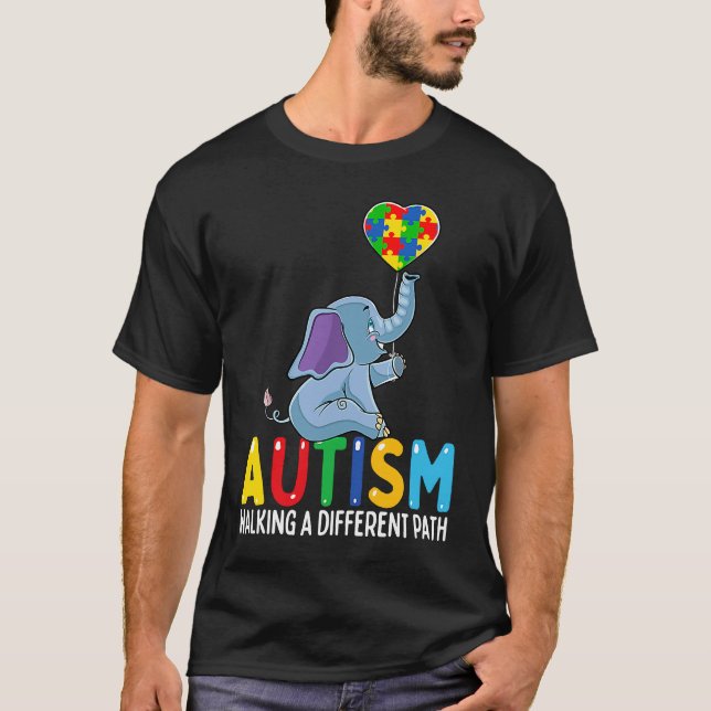 Autism Elephant Walking A Different Path For Kids T-Shirt (Vorderseite)