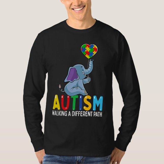 Autism Elephant Walking A Different Path For Kids T-Shirt (Vorderseite)