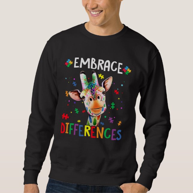 Autism Embrace Differences Giraffe Puzzle Autism A Sweatshirt (Vorderseite)