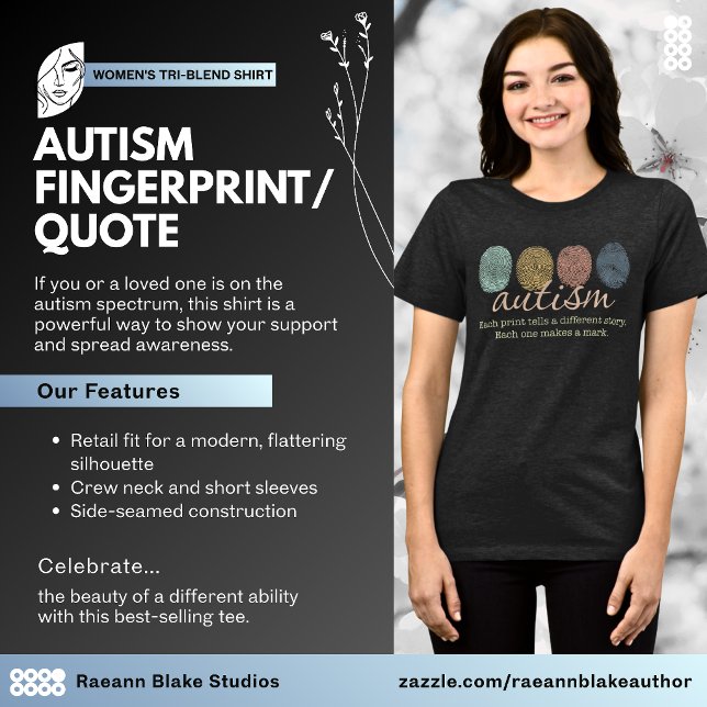 Autism Fingerprint Quote Women's Tri-Blend Shirt (Von Creator hochgeladen)