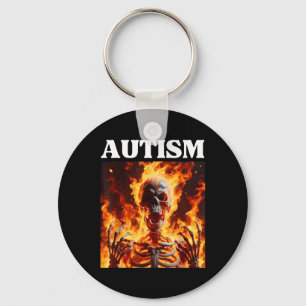 Autism Funny Cringe Edgy Hard Skeleton Meme Flames Schlüsselanhänger