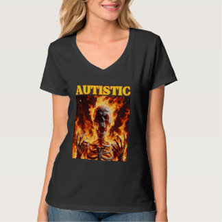 Autism Funny Cringe Hard Skeleton Meme Flames T-Shirt
