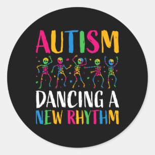 Autism Funny Skeleton Tanz Neuer Rhythmus Autismus Runder Aufkleber