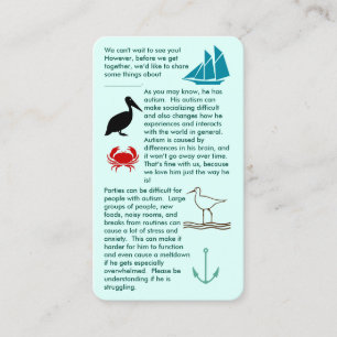 Autism Get Together Boy Business Card Visitenkarte