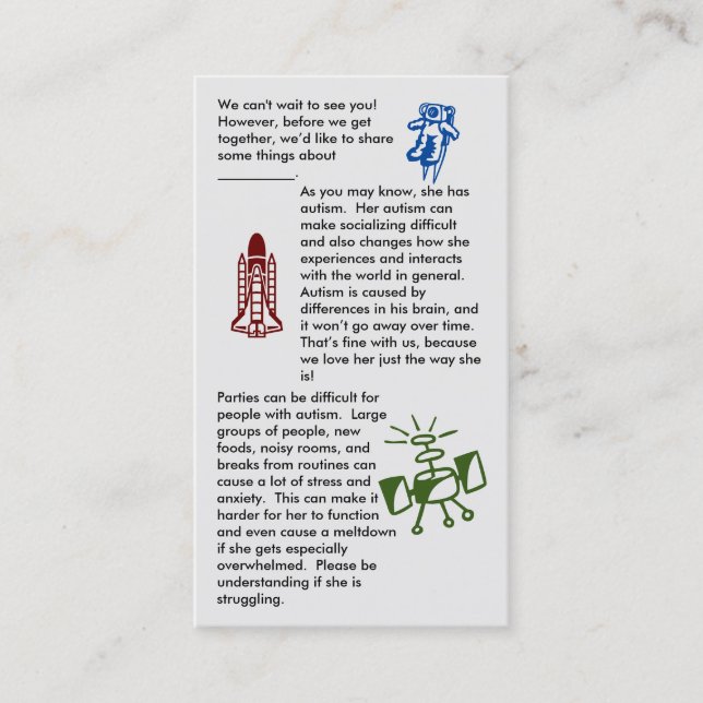 Autism Get Together Girl Business Card Visitenkarte (Vorderseite)