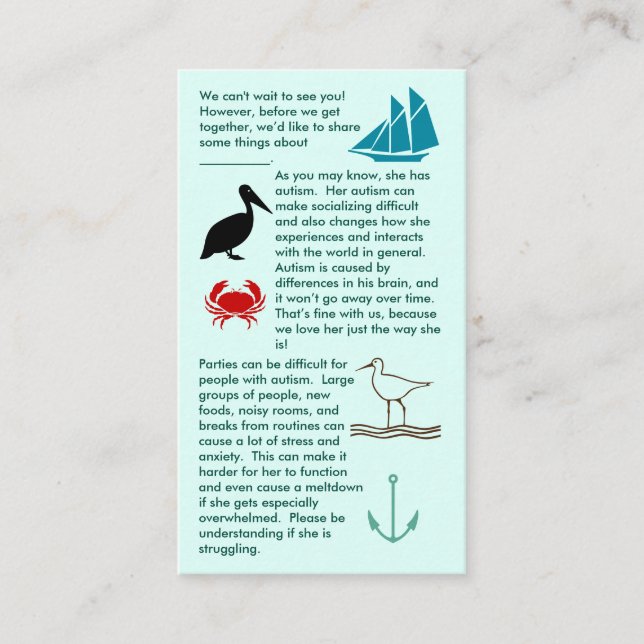 Autism Get Together Girl Business Card Visitenkarte (Vorderseite)