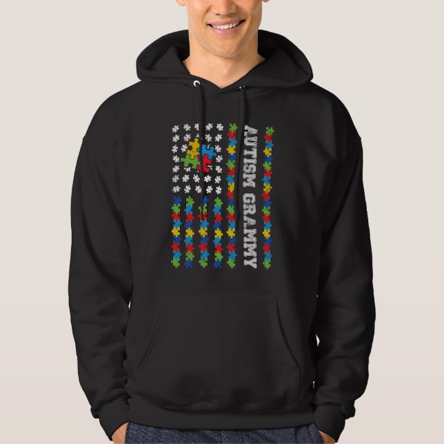 Autism Grammy American Flag Autism Awareness Hoodie (Vorderseite)