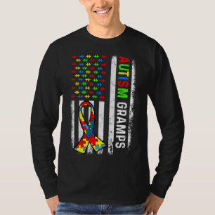 Autism Gramps American Flag Autism Awareness Famil T-Shirt