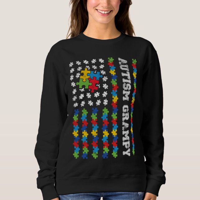 Autism Grampy American Flag Autism Awareness Sweatshirt (Vorderseite)