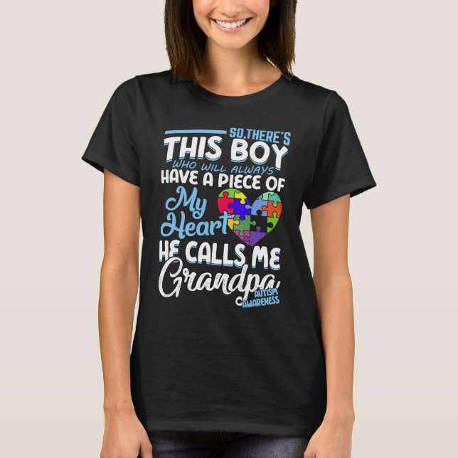 Autism Grandpa Boy Puzzle Pieces Autism Awereness T-Shirt (Vorderseite)