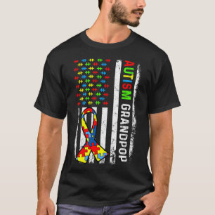 Autism Grandpop American Flag Autismus Awareness F T-Shirt