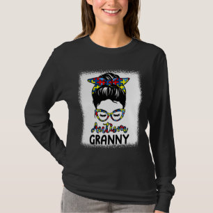 Autism Granny Messy Bun gebleicht Autismus Bewusst T-Shirt