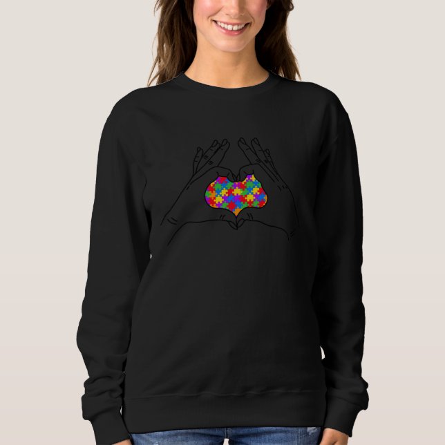autism hands heart valentine s day autism awarenes sweatshirt (Vorderseite)
