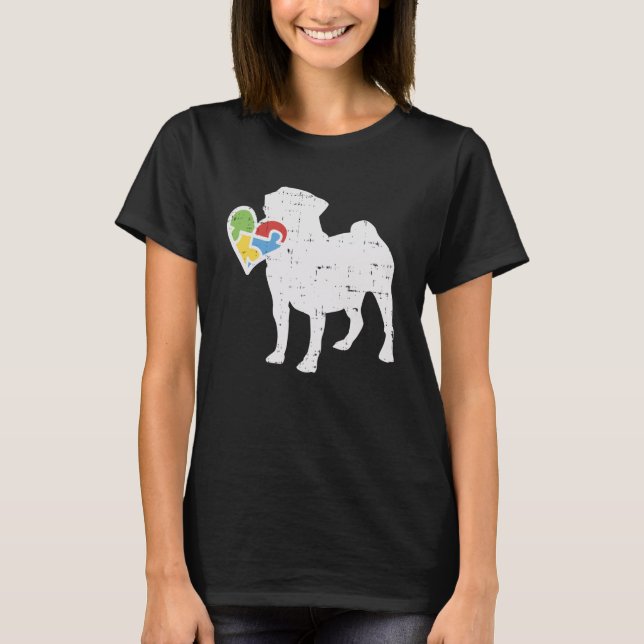 Autism Heart Pug Shirt Awareness Dog Lover Autisti (Vorderseite)
