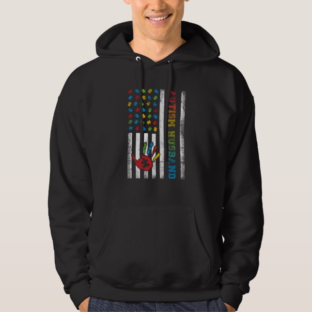 Autism Husband American Flag Autism Awareness Hoodie (Vorderseite)