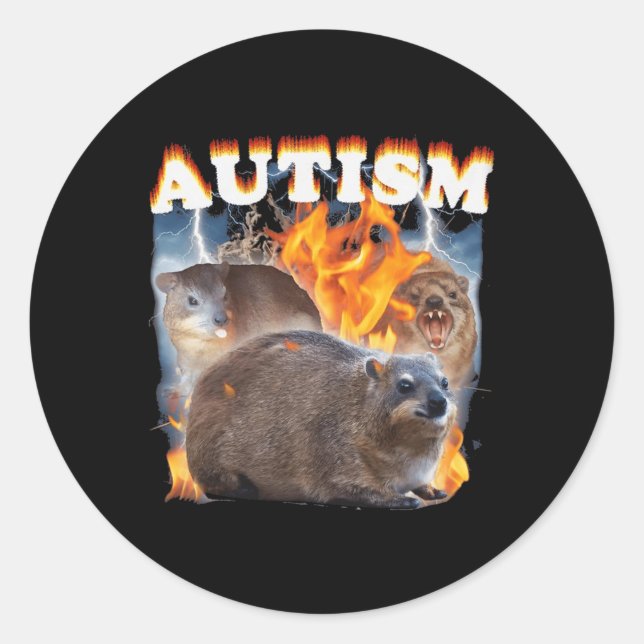 Autism Hyrax Funny Meme Runder Aufkleber (Vorderseite)