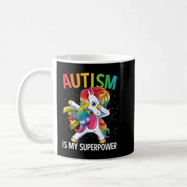 Autism Is My Superpower Dabbing Unicorn 1422 Kaffeetasse (Links)