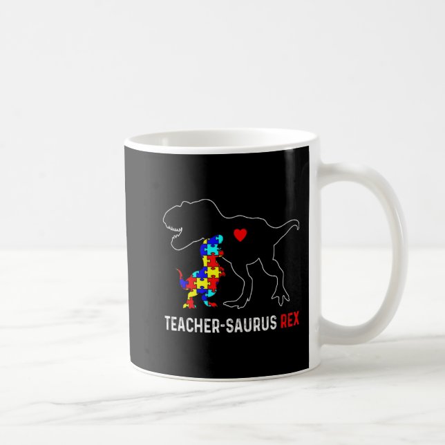 Autism Lehrer Dinosaur Teachersaurus Rex Awarenes Kaffeetasse (Rechts)