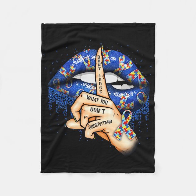 Autism Lips Autism Mom  Fleecedecke (Vorderseite)