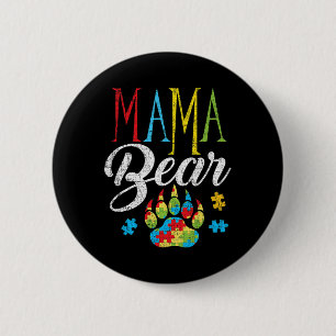 Autism Mama Bear Puzzle Piece Child Grunge Autisti Button
