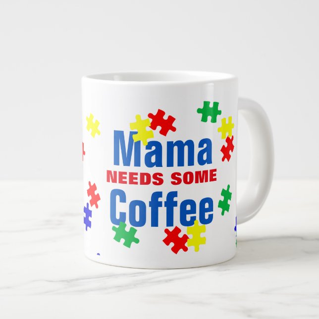 Autism Mama - Jumbo-Tasse (Vorderseite Rechts)