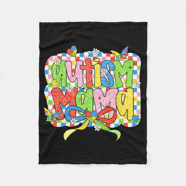 Autism Mama Mama Coquette Bow Autismus Bewusstsein Fleecedecke (Vorderseite)