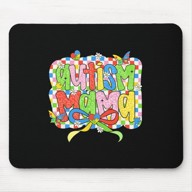 Autism Mama Mama Coquette Bow Autismus Bewusstsein Mousepad (Vorne)