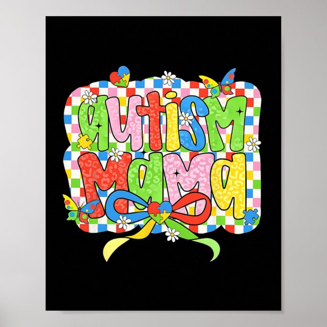 Autism Mama Mama Coquette Bow Autismus Bewusstsein Poster (Vorne)