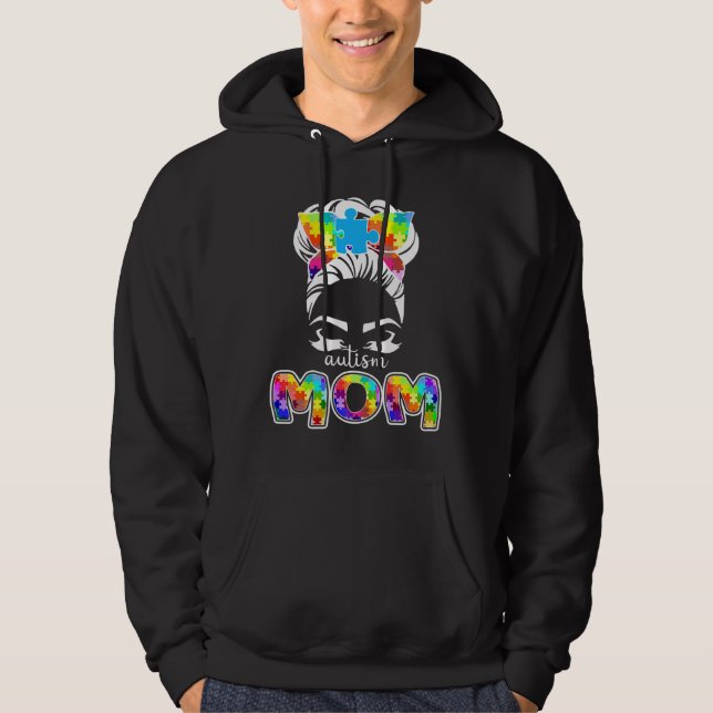 Autism Mama Messy Bun Sonnenbrillen Bandana Hoodie (Vorderseite)