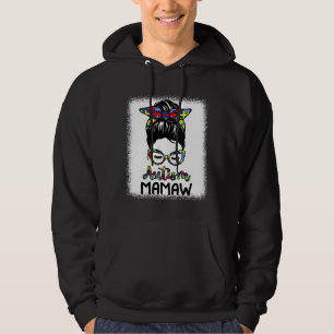 Autism Mamaw Messy Bun gebleicht Autismus Bewussts Hoodie
