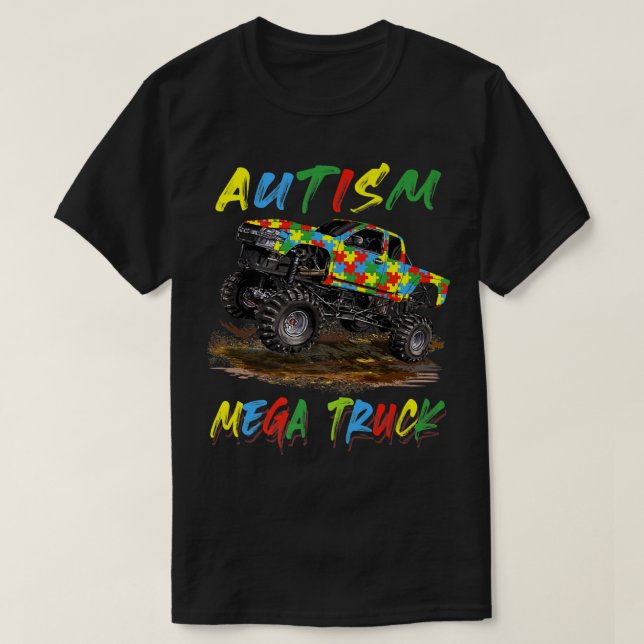 Autism Mega Truck Men Women Kids Funny Autism Awar T-Shirt (Design vorne)