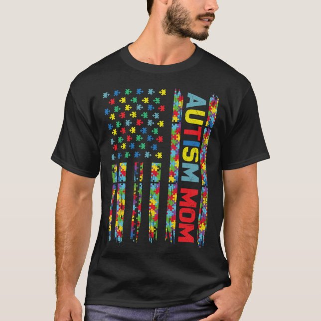 Autism Mom Child US Flag Puzzle Awareness Choose K T-Shirt (Vorderseite)