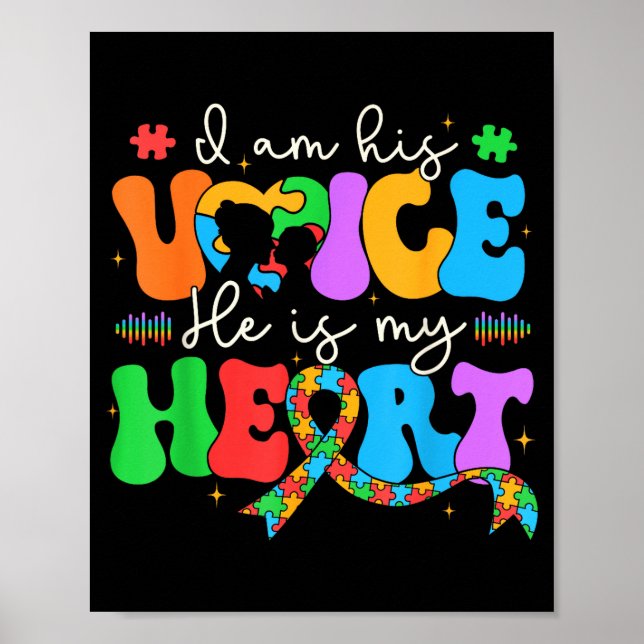 Autism Mom I'm His Voice He Is My Heart Autism Awa Poster (Vorne)