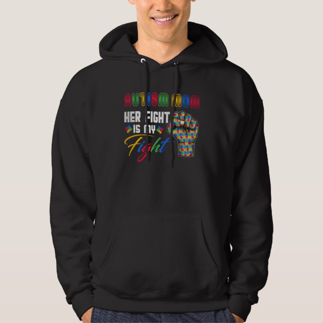 Autism Mom Puzzle Fist Autism Awareness Family Mat Hoodie (Vorderseite)