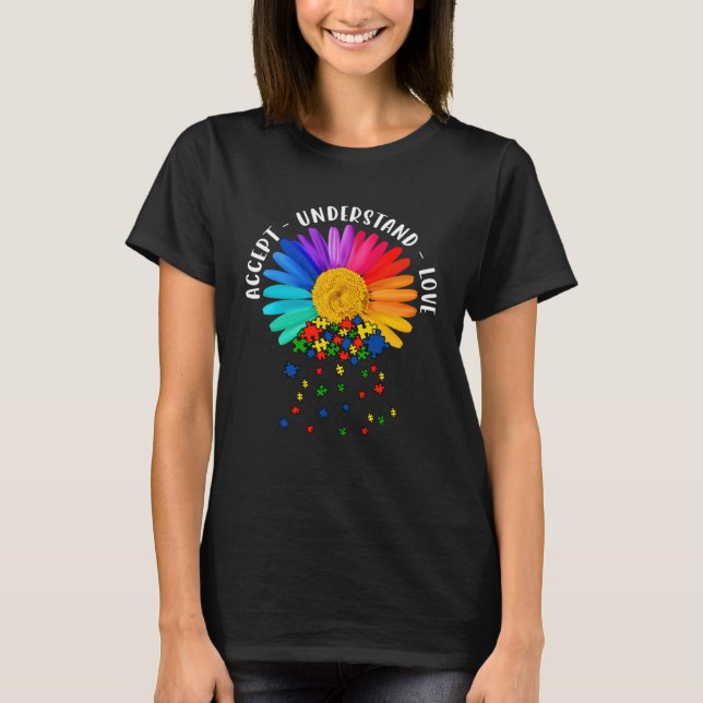 Autism Mom Support Floral Autism Awareness Daisy F T-Shirt (Vorderseite)