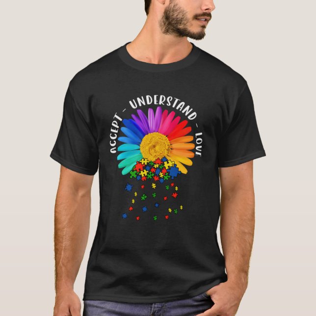 Autism Mom Support Floral Autism Awareness Daisy F T-Shirt (Vorderseite)