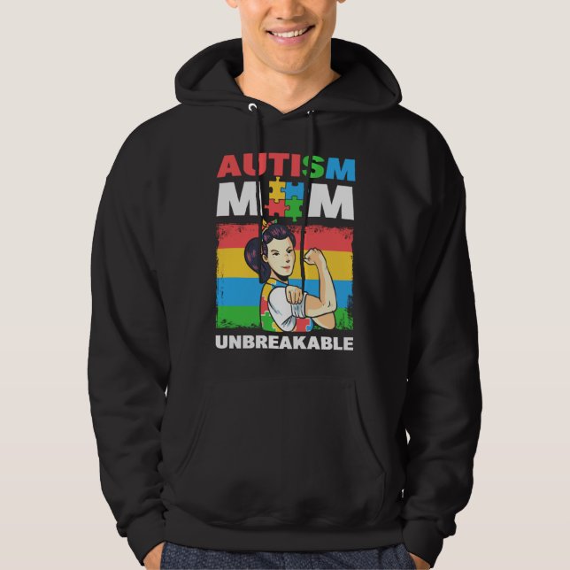 Autism Mom Unbreakable Autism Support Autism Aware Hoodie (Vorderseite)