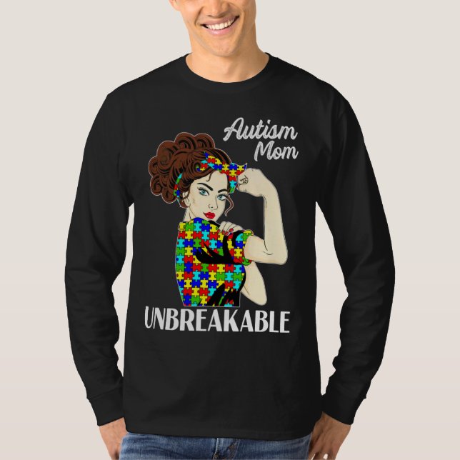 Autism Mom Unbreakable Puzzle Piece Autism Awarene T-Shirt (Vorderseite)