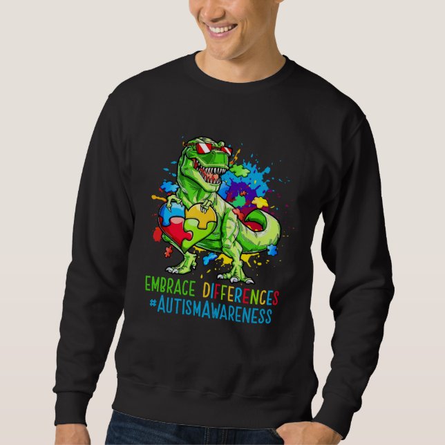 Autism Month Dinosaurs Autism Rex Kids Cute Puzzle Sweatshirt (Vorderseite)