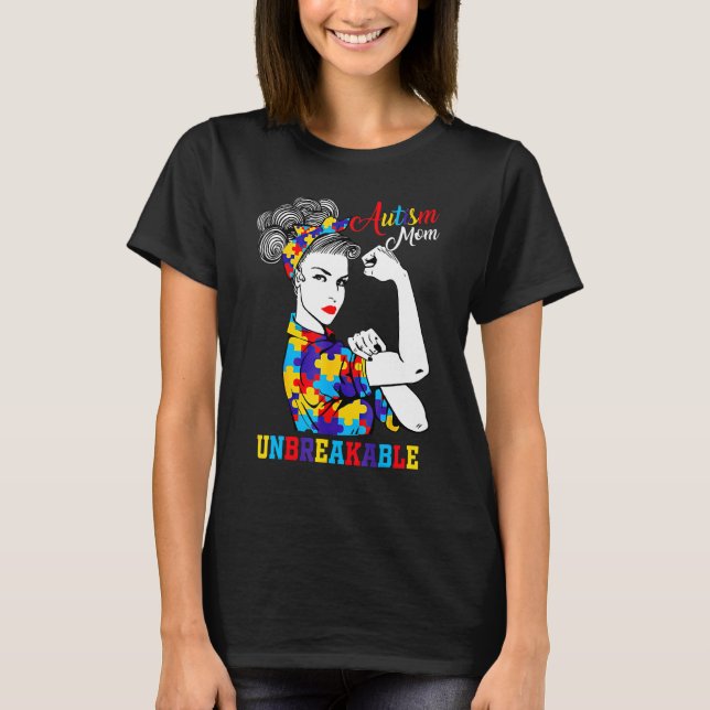 Autism-Mutter Unzerbrechlich   Autismus-Bewusstsei T-Shirt (Vorderseite)