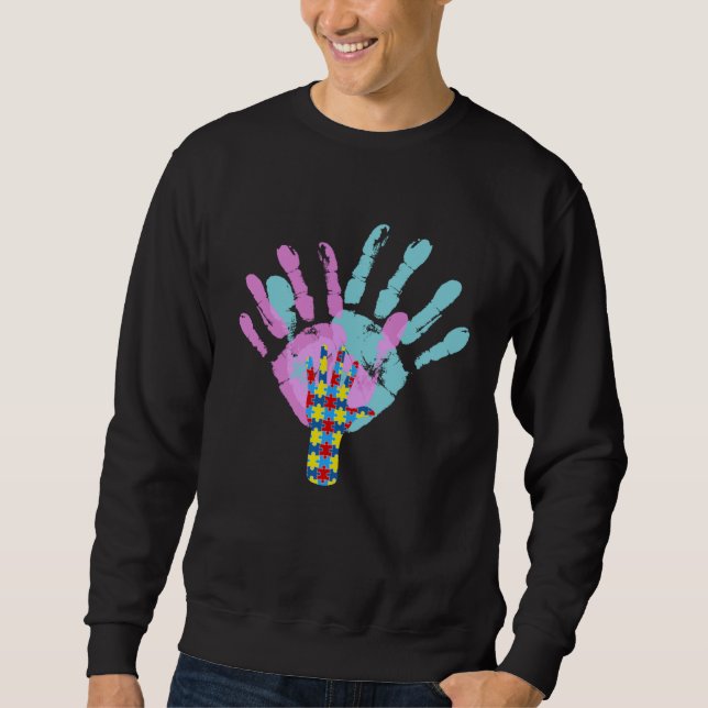 Autism Parents Awareness Handprint For Mom and Dad Sweatshirt (Vorderseite)