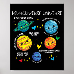 Autism Planet Neurodiverse Universum Bewusstseinsk Poster