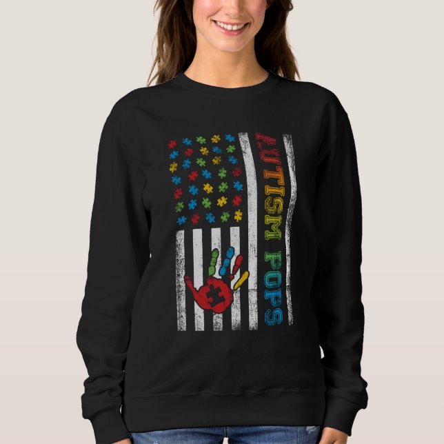 Autism Pops American Flag Autism Awareness Sweatshirt (Vorderseite)